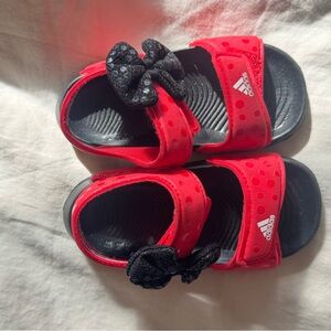 Disney Adidas Kids Red Sandals with Black Bow